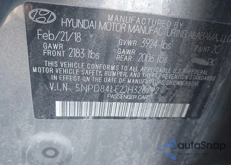 2018 Hyundai Elantra Sel z USA, uszkodzony, nr VIN 5NPD84LF2JH326792